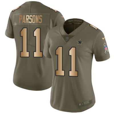 Nike Dallas Cowboys #11 Micah Parsons OliveGold Women's Stitched NFL Limited 2017 Salute To Service Jersey
